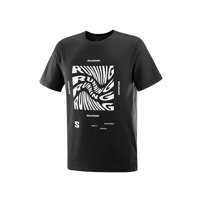 Salomon Runnıng Graphıc Ss M Erkek Deep Black// T-Shirt
