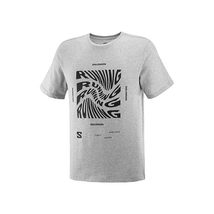 Salomon Runnıng Graphıc Ss M Erkek Heather Grey T-Shirt