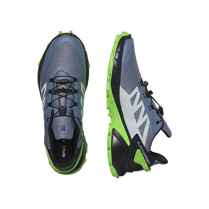 Salomon Supercross 4 Erkek Flint Stone/Black/Green Gecko Koşu - Yürüyüş Ayakkabısı