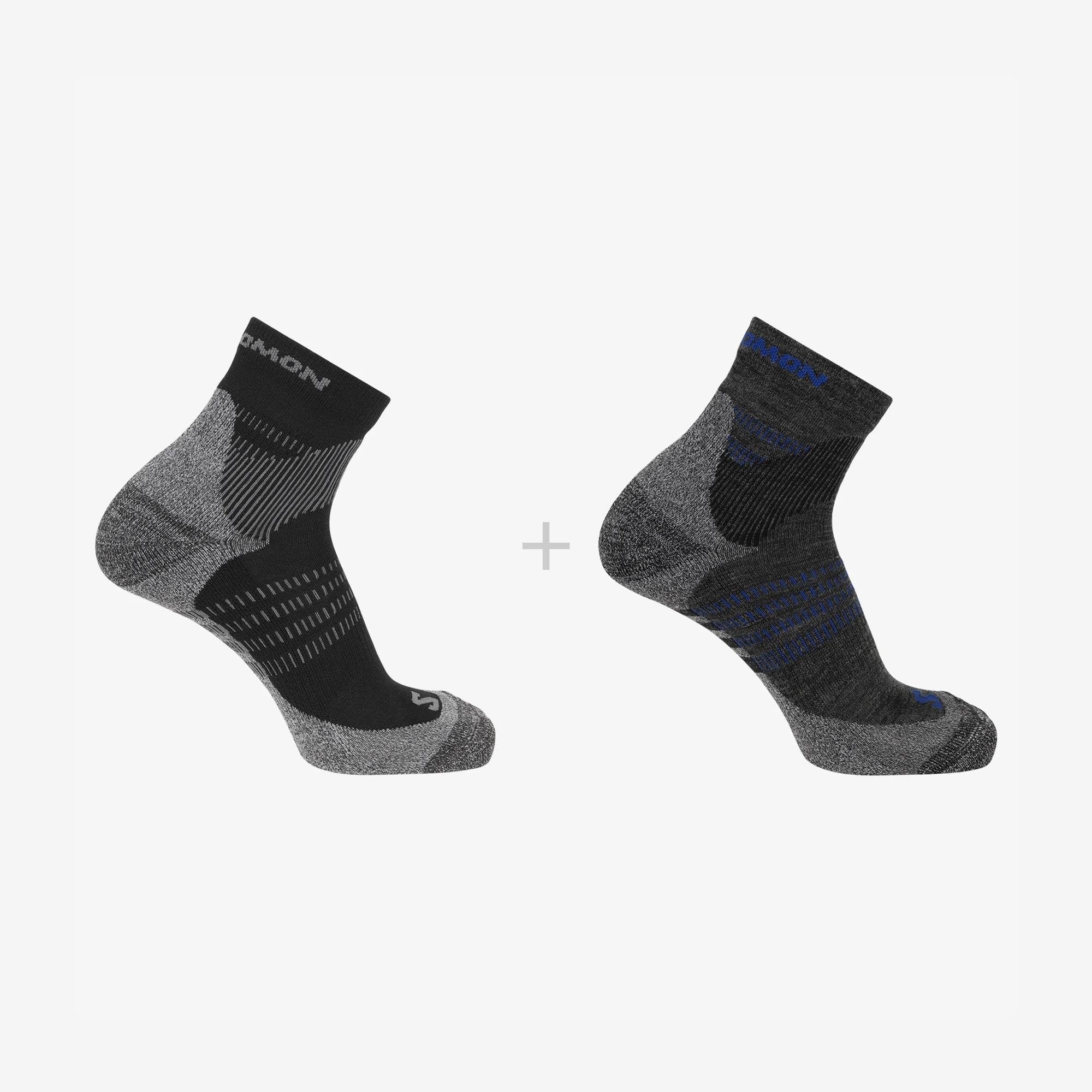 Salomon X Ultra Access Quarter 2 Unisex Yarım Bilek Çorap - Siyah-Antrasit