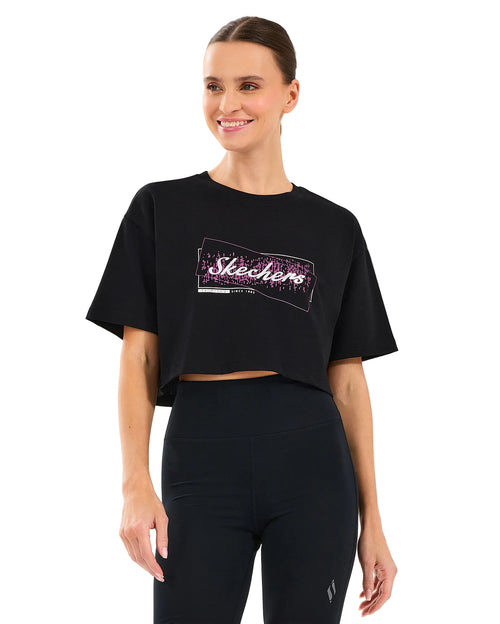 Skechers Crop Fit Graphic Kadın T-Shirt - Siyah
