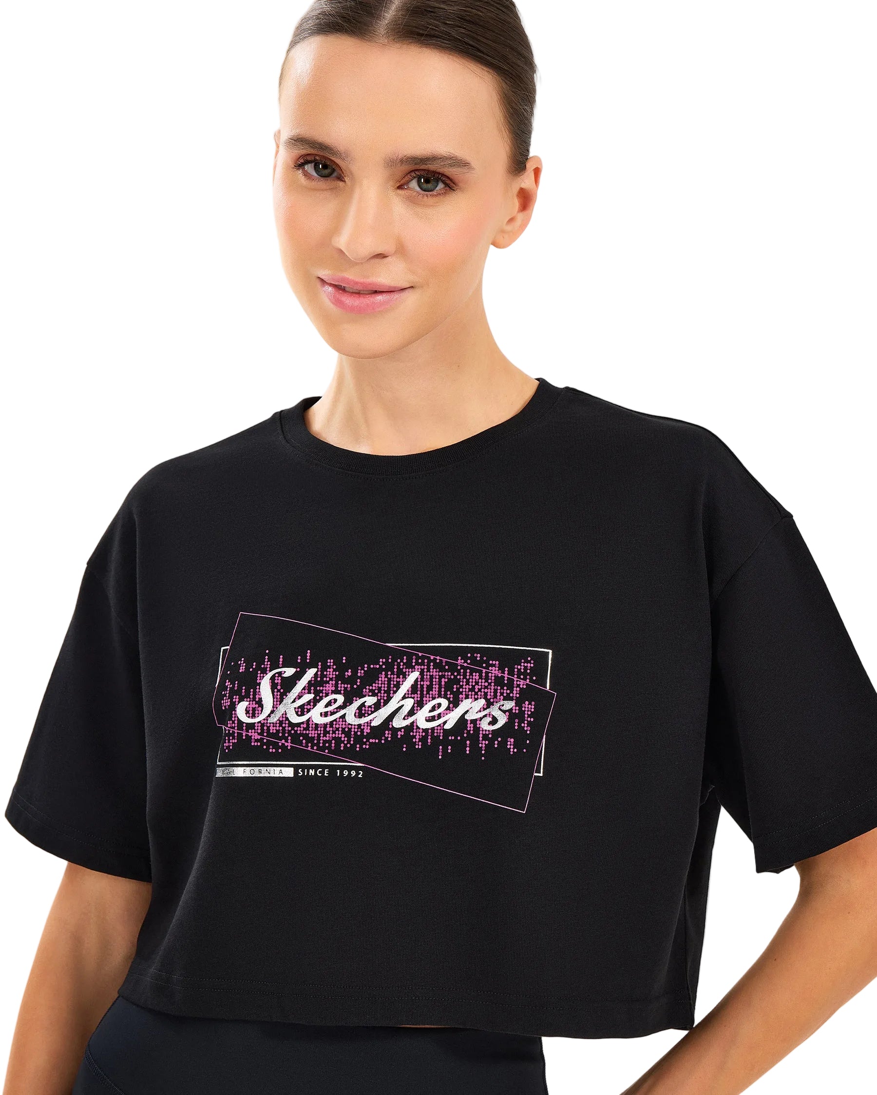 Skechers Crop Fit Graphic Kadın T-Shirt - Siyah