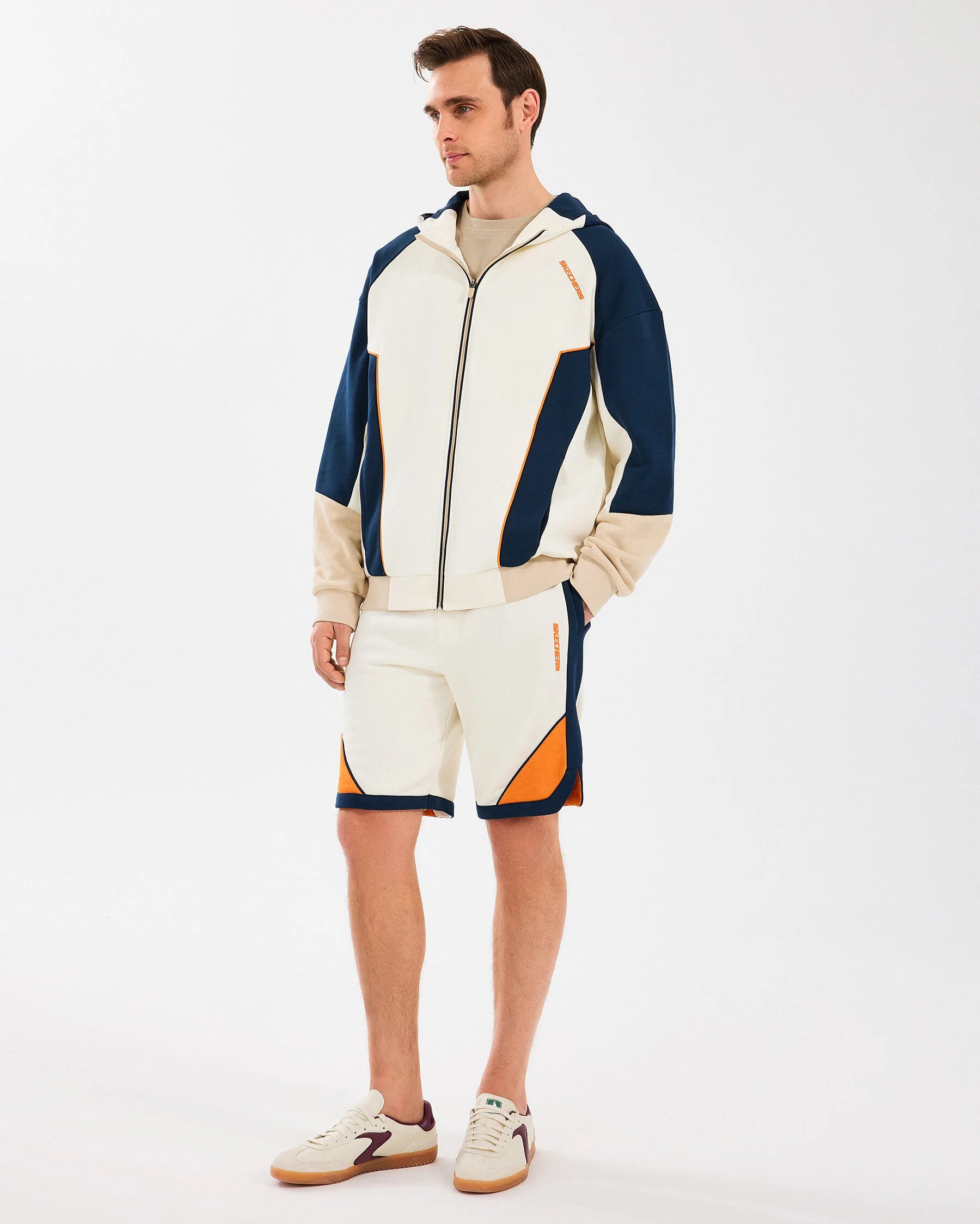 Skechers Diagonal LW Essential Fleece Beyaz Erkek Şort