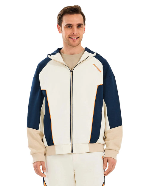 Skechers Diagonal LW Fleece Fullzip Hoodie Erkek Sweatshirt - Beyaz