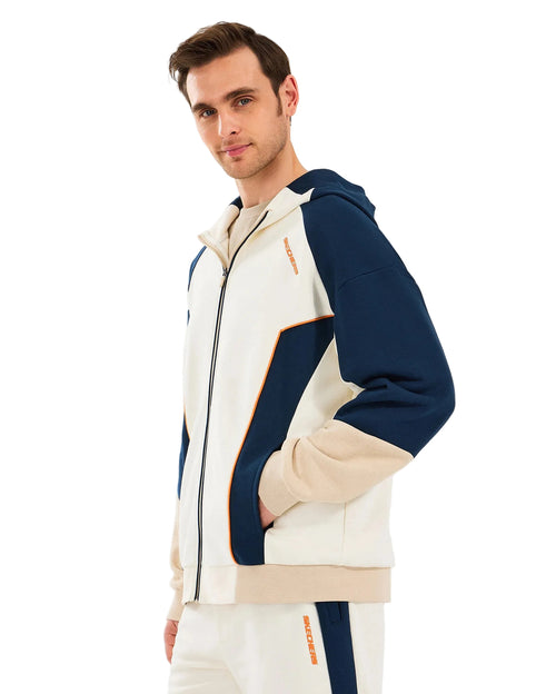 Skechers Diagonal LW Fleece Fullzip Hoodie Erkek Sweatshirt - Beyaz