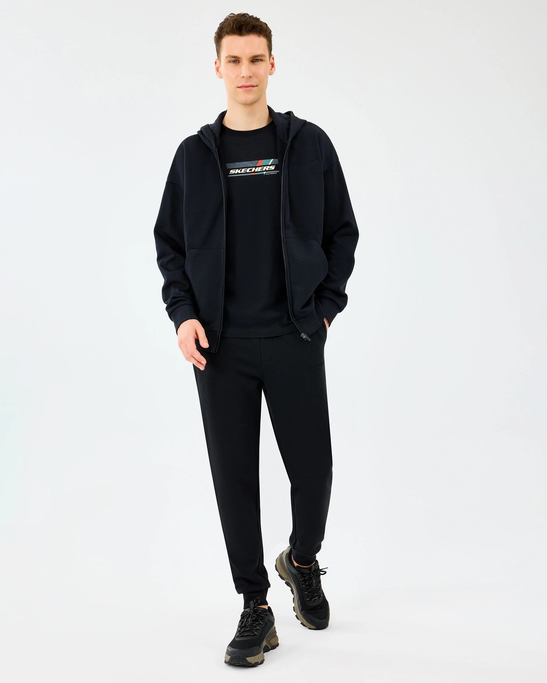 Skechers Essential Full Zip Hoodie Erkek Sweatshirt - Siyah