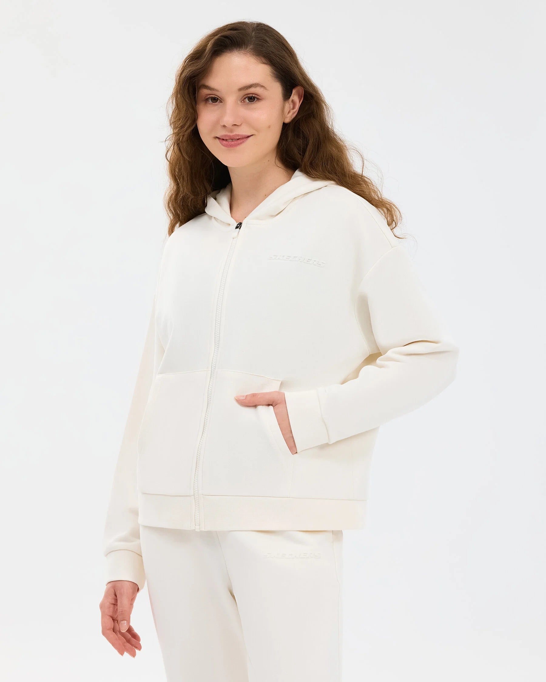 Skechers Essential Full Zip Kadın Sweat - Beyaz