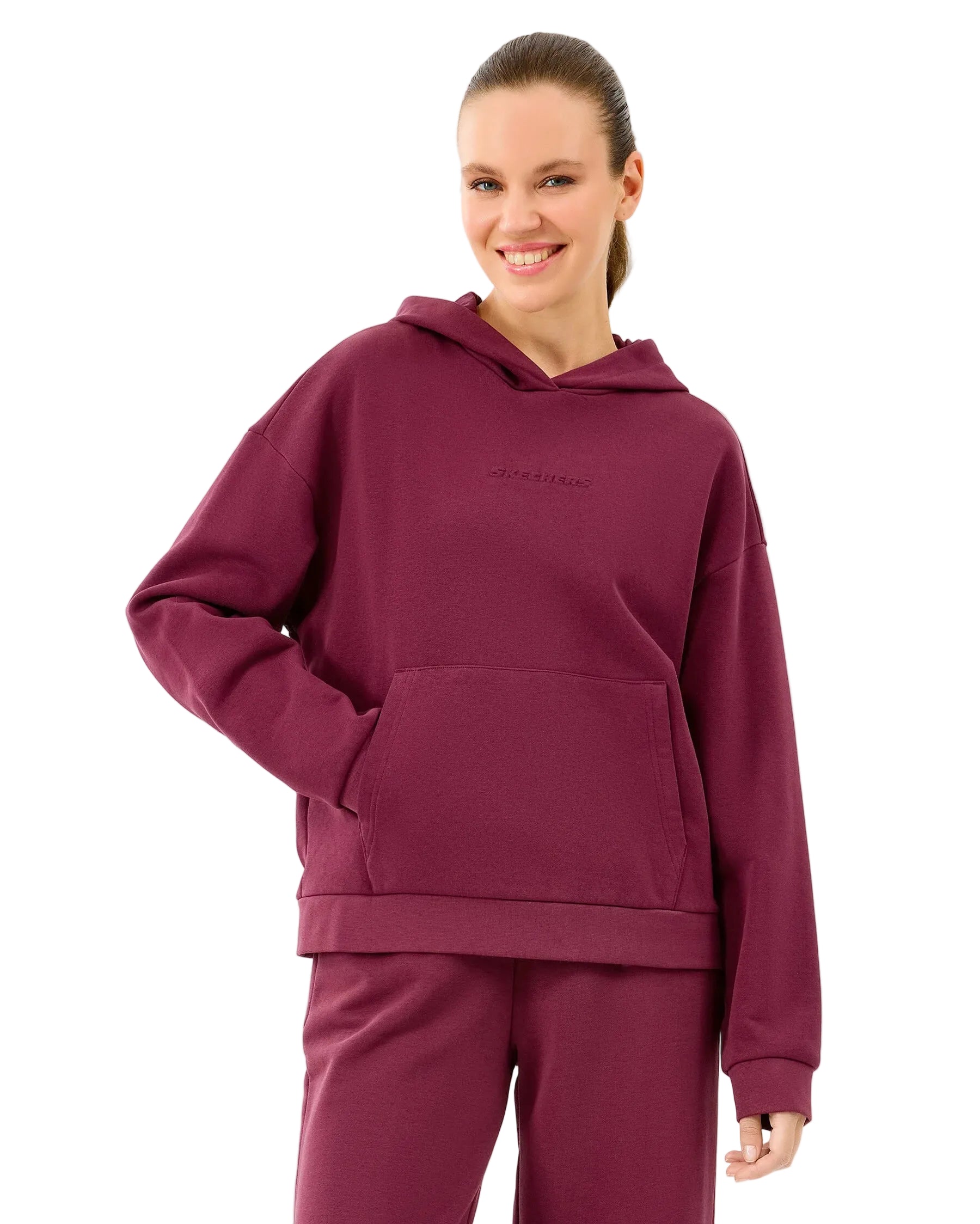 Skechers Essential Hoodie Kadın Sweatshirt - Bordo