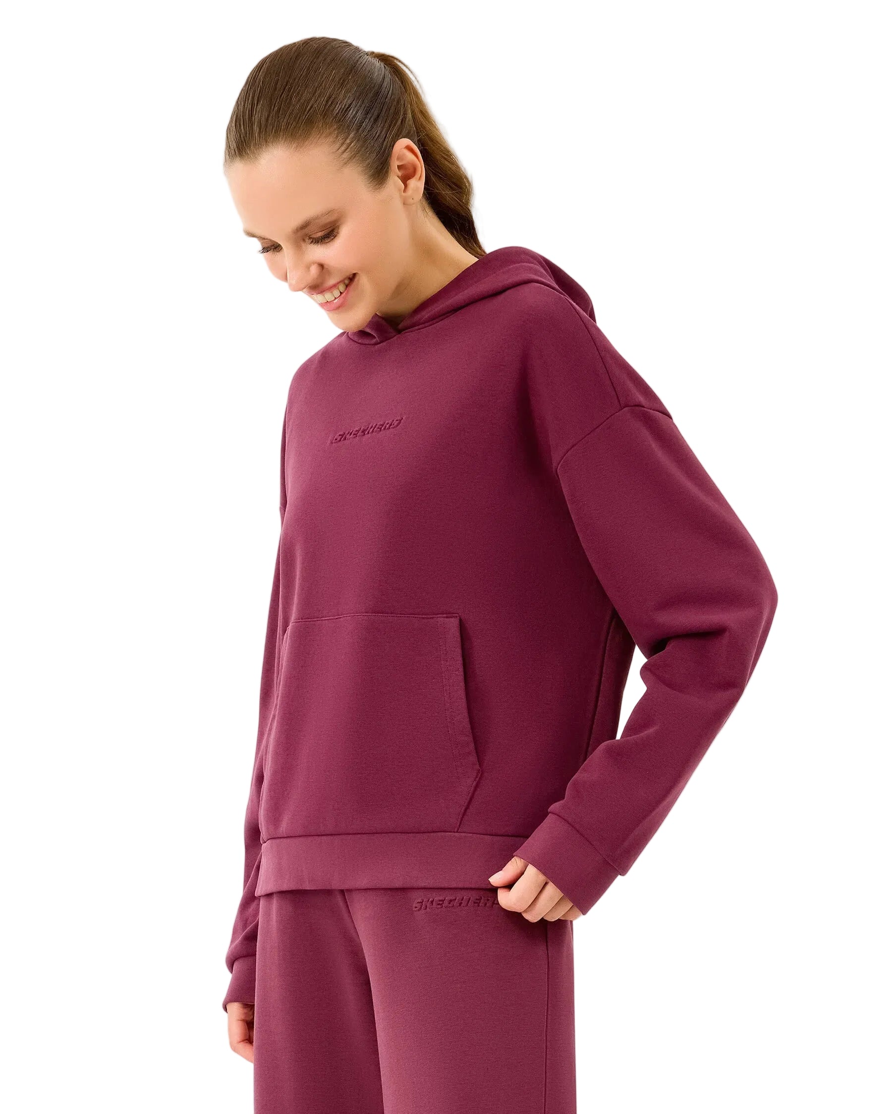 Skechers Essential Hoodie Kadın Sweatshirt - Bordo