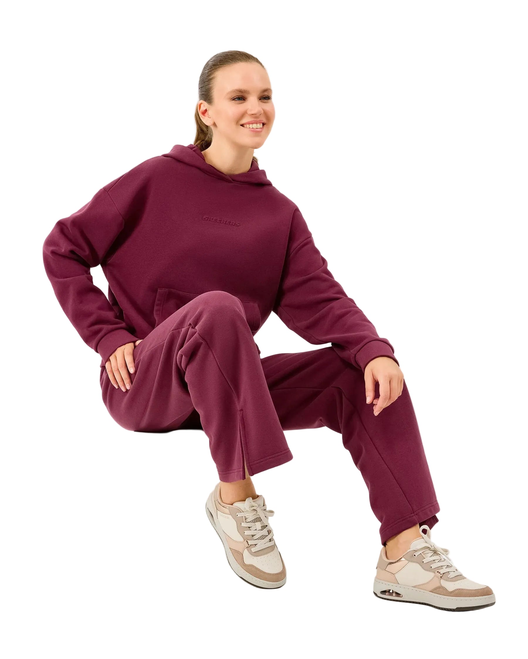 Skechers Essential Hoodie Kadın Sweatshirt - Bordo