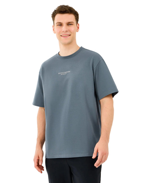 Skechers Graphic Tee Reflect Logo Oversize Erkek T-Shirt - Gri