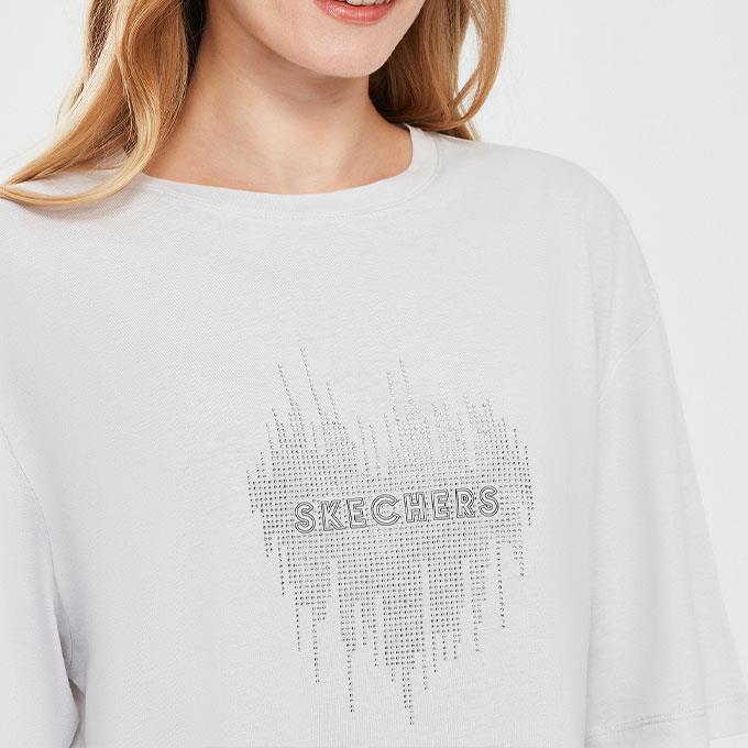 Skechers Graphic Short Sleeve Gri Kadın T-Shirt