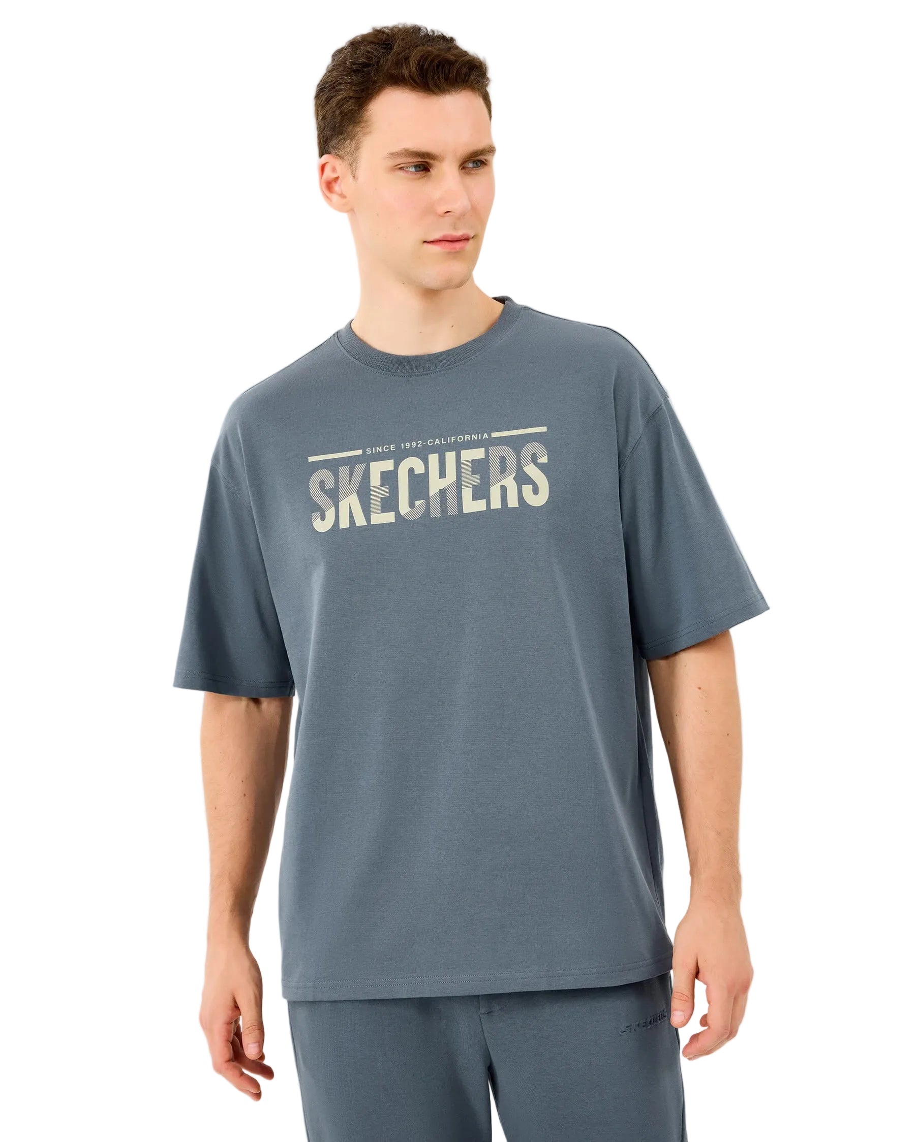 Skechers Heavy Fabric Erkek T-Shirt - Gri