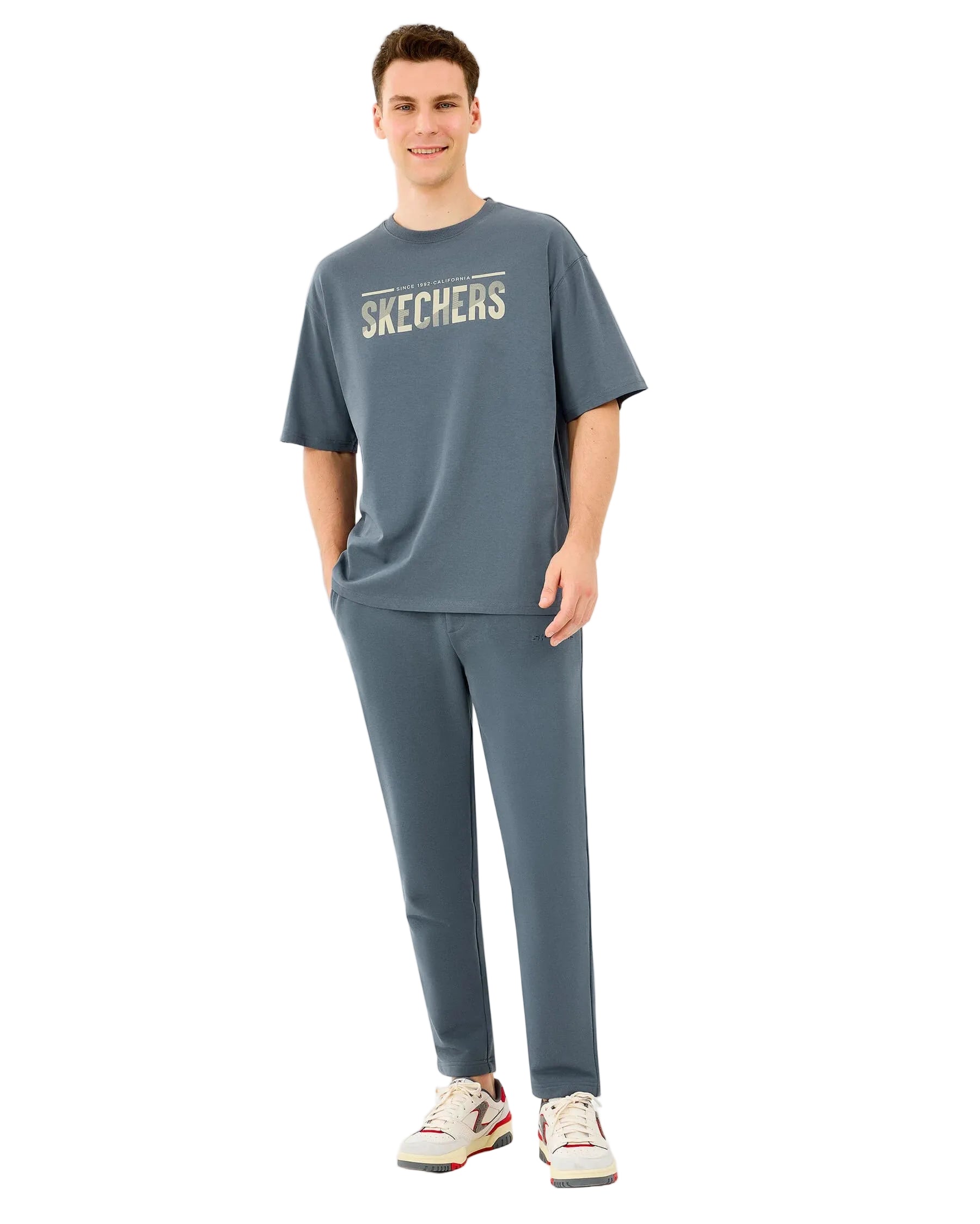Skechers Heavy Fabric Erkek T-Shirt - Gri