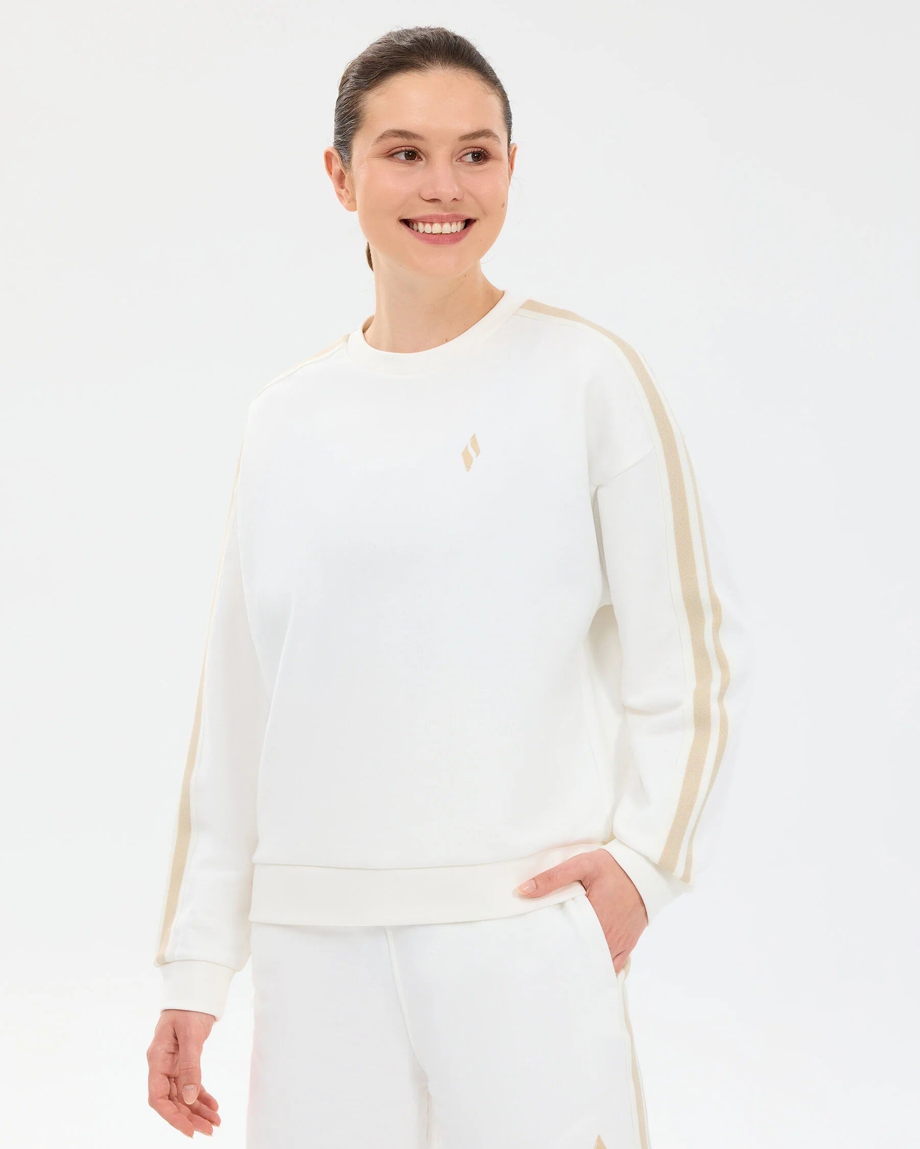 Skechers Lightweight Fleece Loose Fit Kadın Sweat - Beyaz