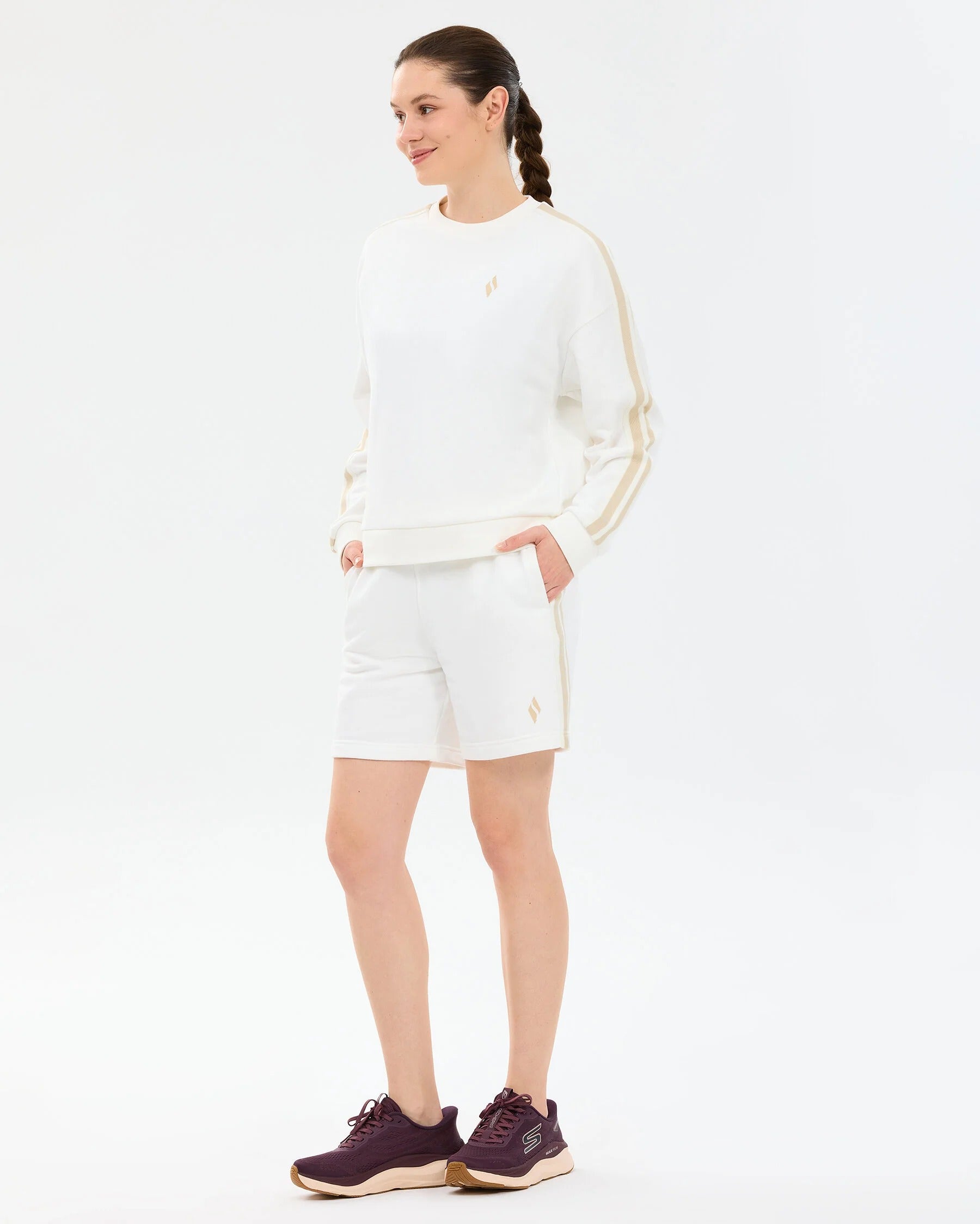 Skechers Lightweight Fleece Loose Fit Kadın Sweat - Beyaz