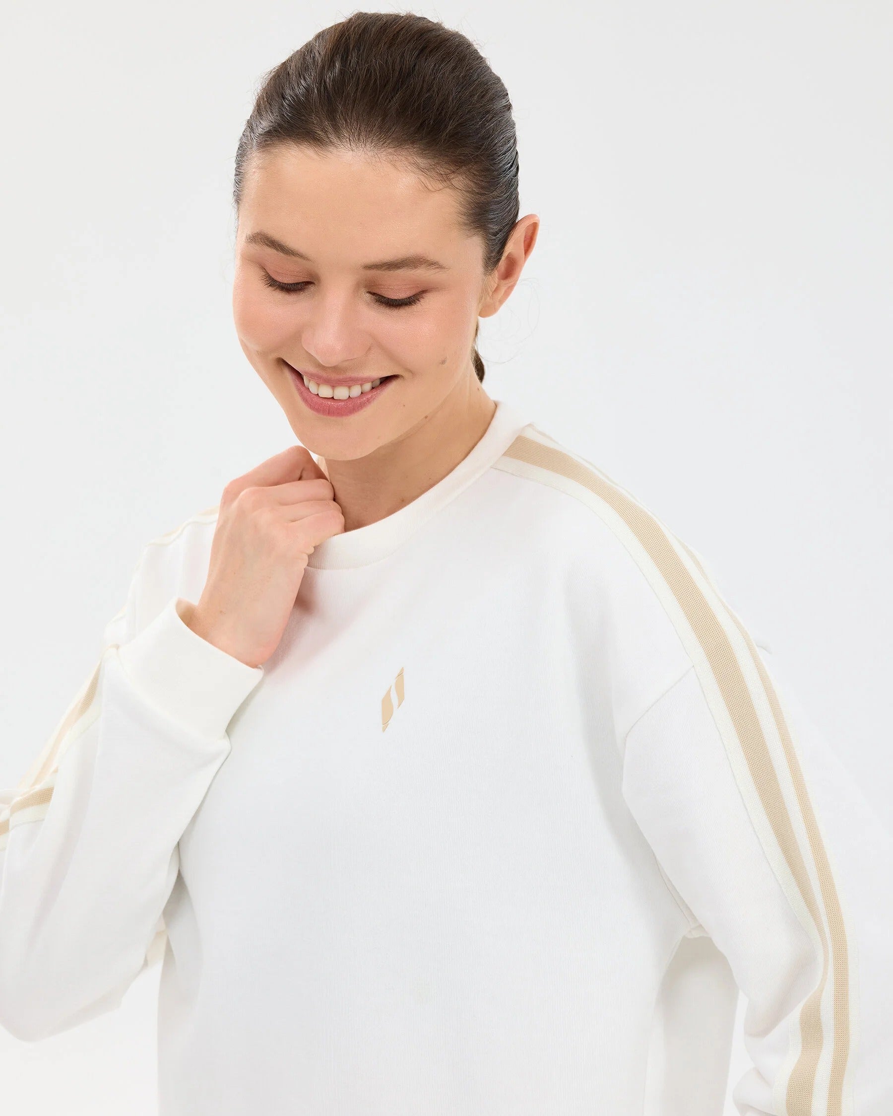 Skechers Lightweight Fleece Loose Fit Kadın Sweat - Beyaz