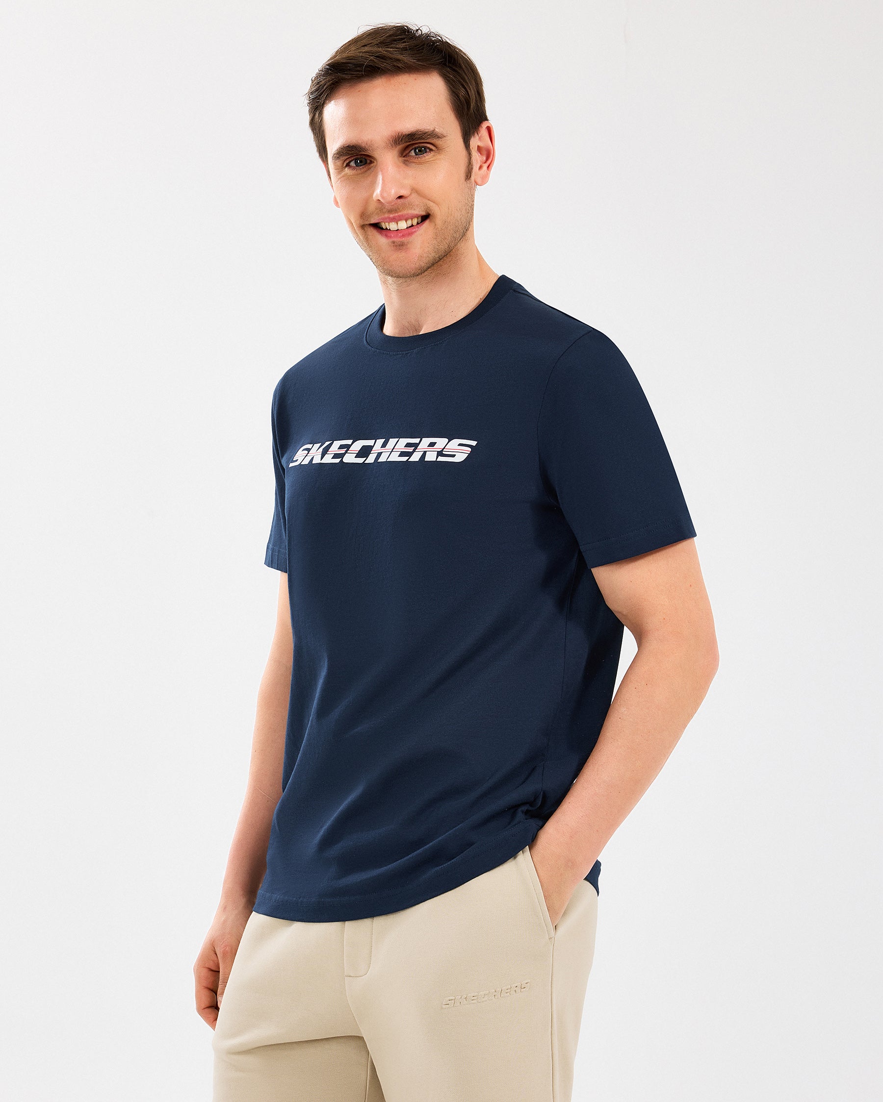 Skechers Lightweight Graphic Mavi Erkek T-Shirt