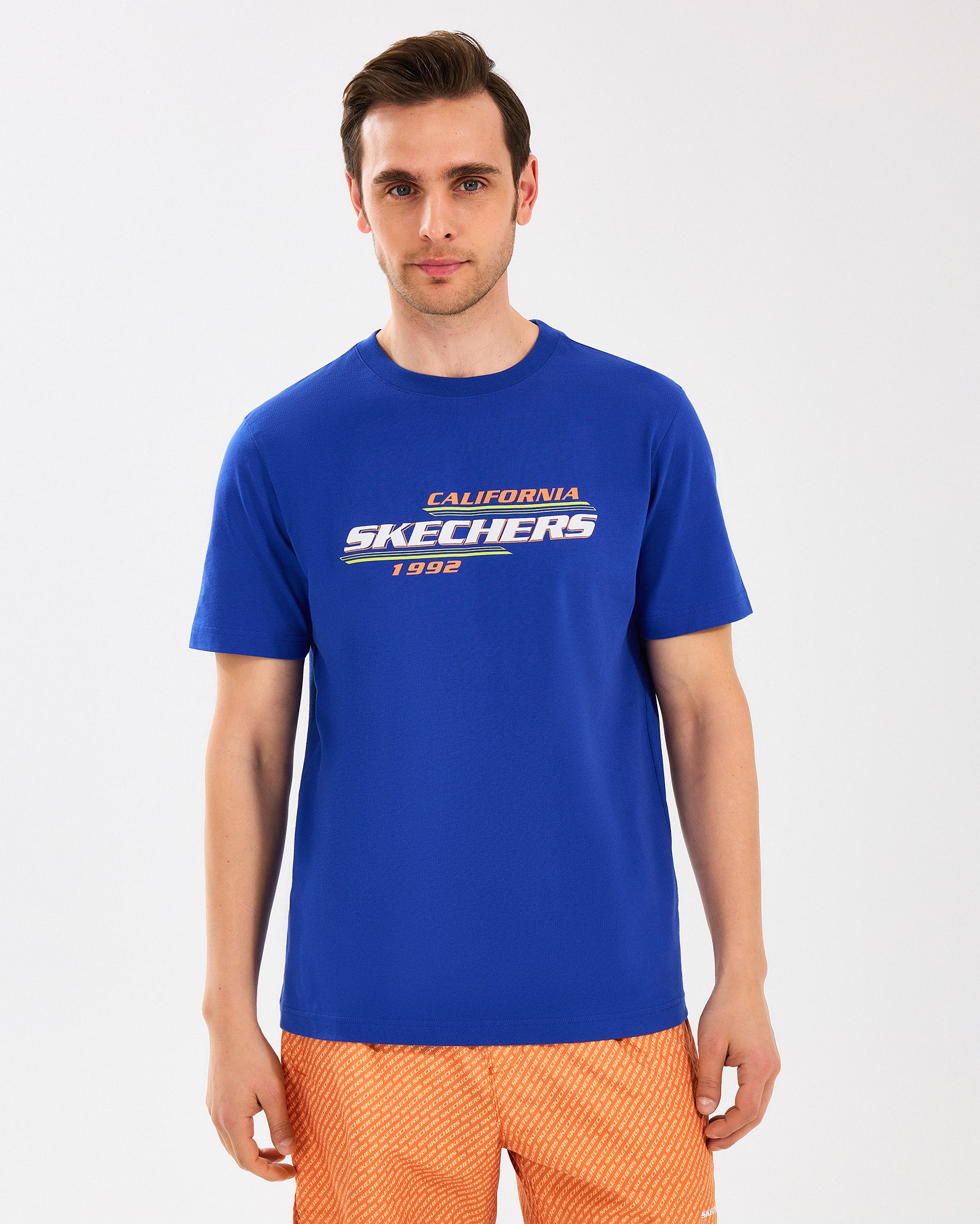 Skechers Lightweight Graphic Tee Mavi Erkek T-Shirt