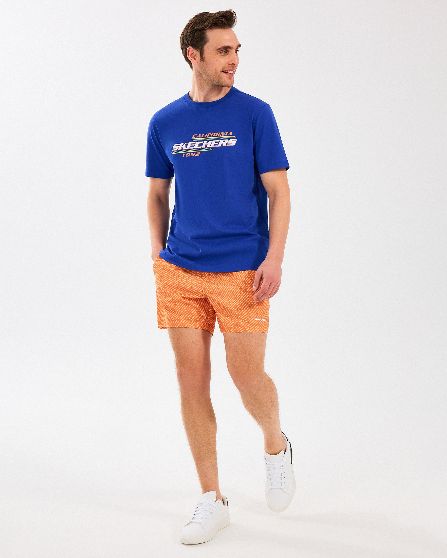 Skechers Lightweight Graphic Tee Mavi Erkek T-Shirt