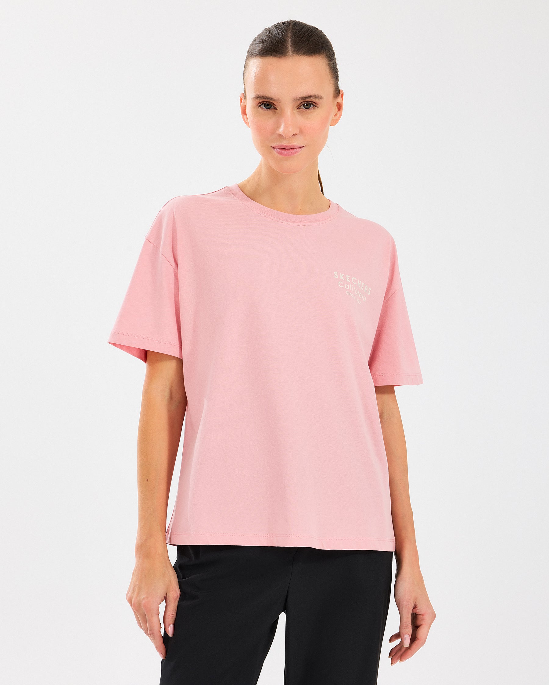 Skechers Loose Fit Graphic Pembe Kadın T-Shirt