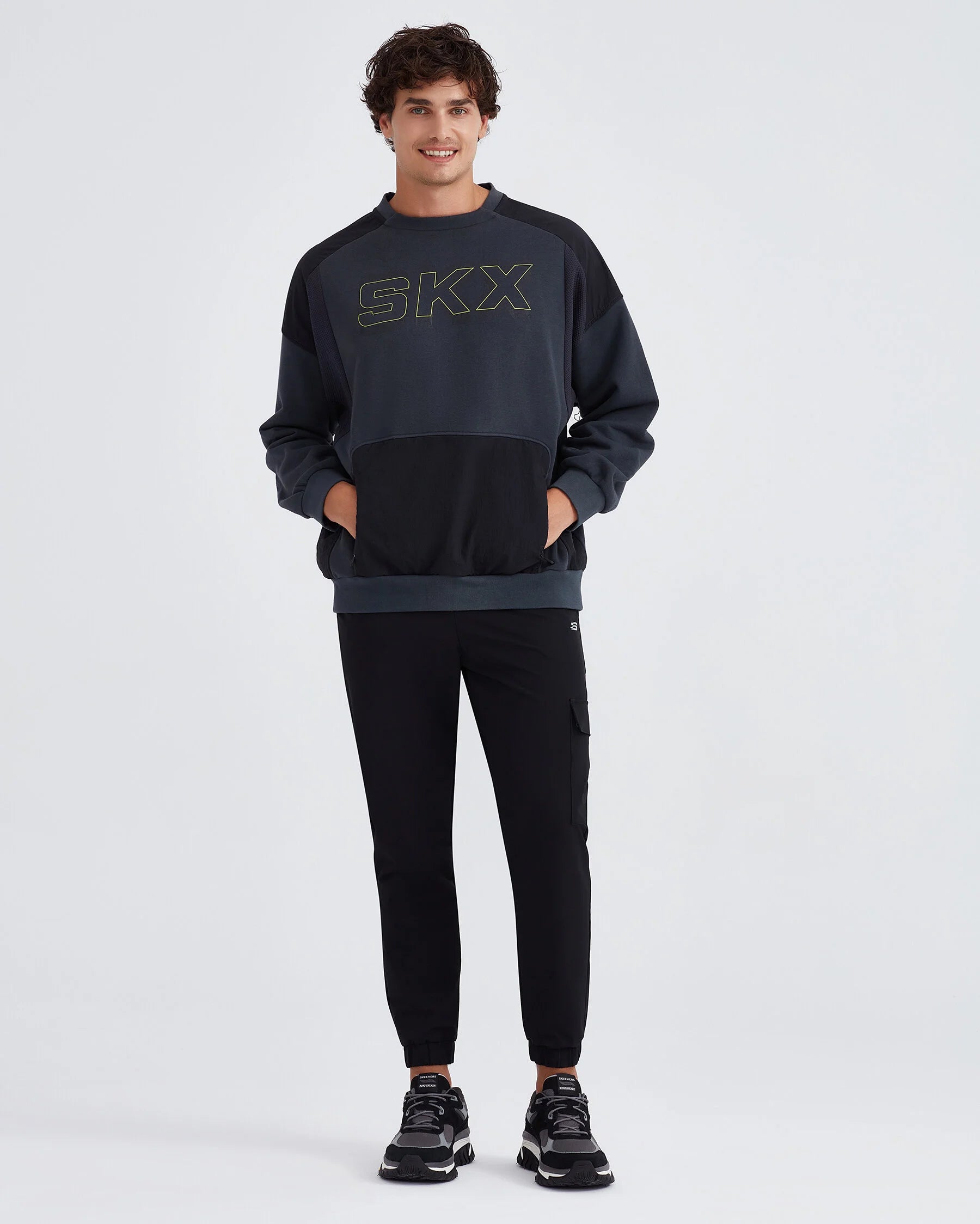 Skechers  LW Fleece Crew Neck Gri Erkek Sweatshirt