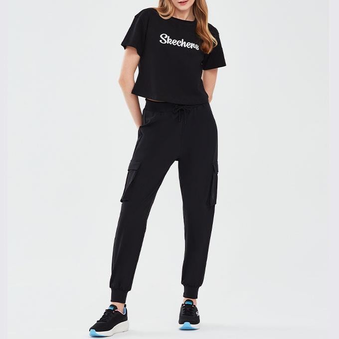 Skechers Micro Collection Woven Siyah Kadın Eşofman Altı