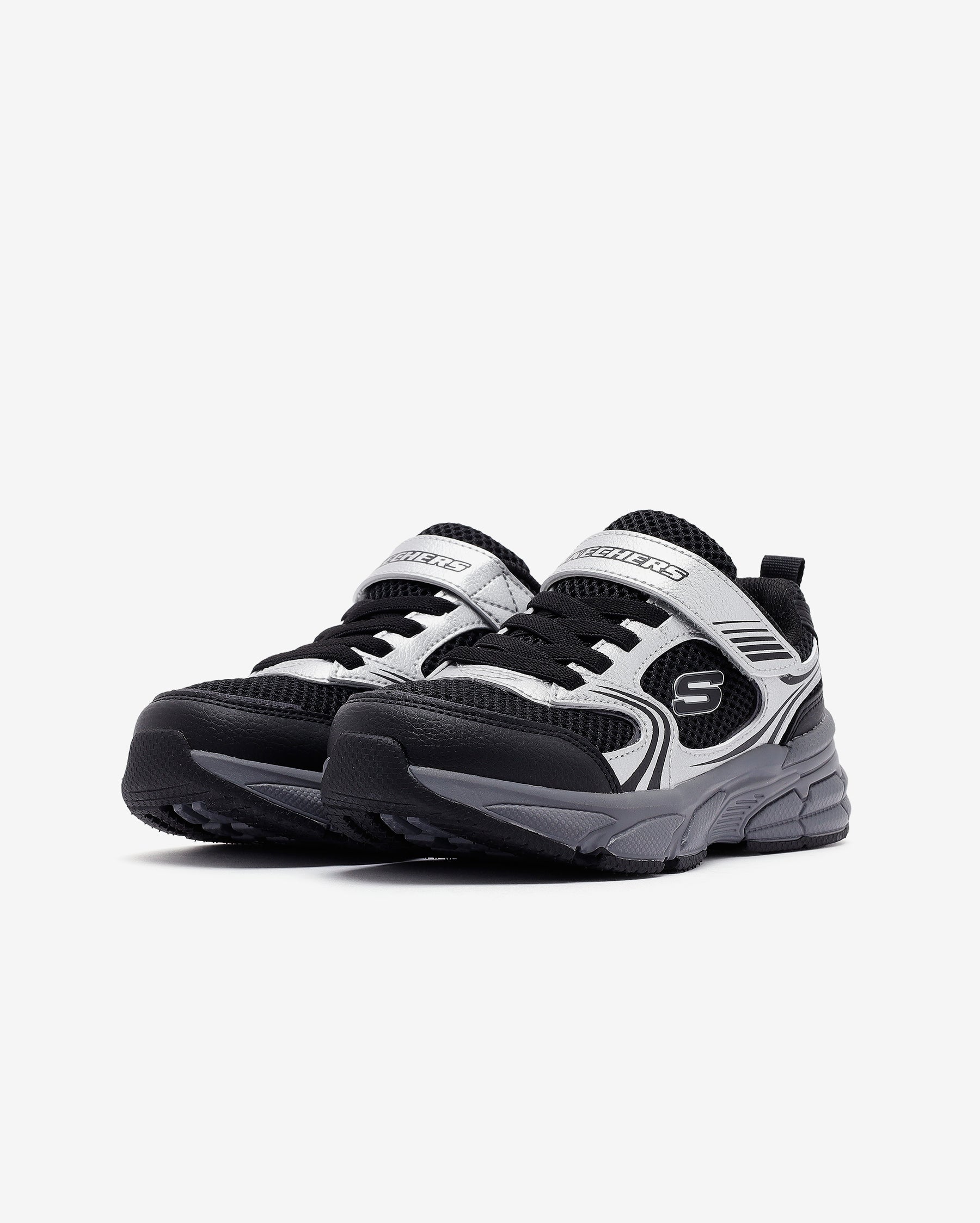 Skechers Retro-Graph Çocuk - Erkek Gümüş/Siyah Sneaker