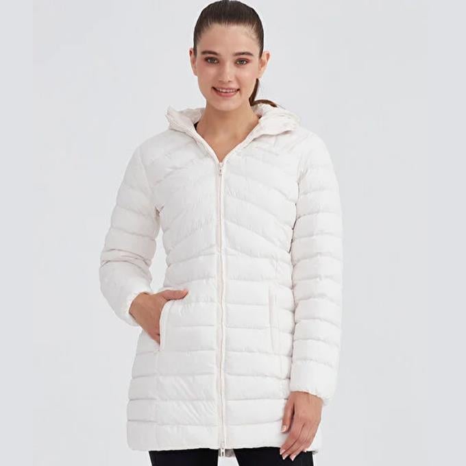 Skechers Essential Maxi Length Beyaz Kadın Mont