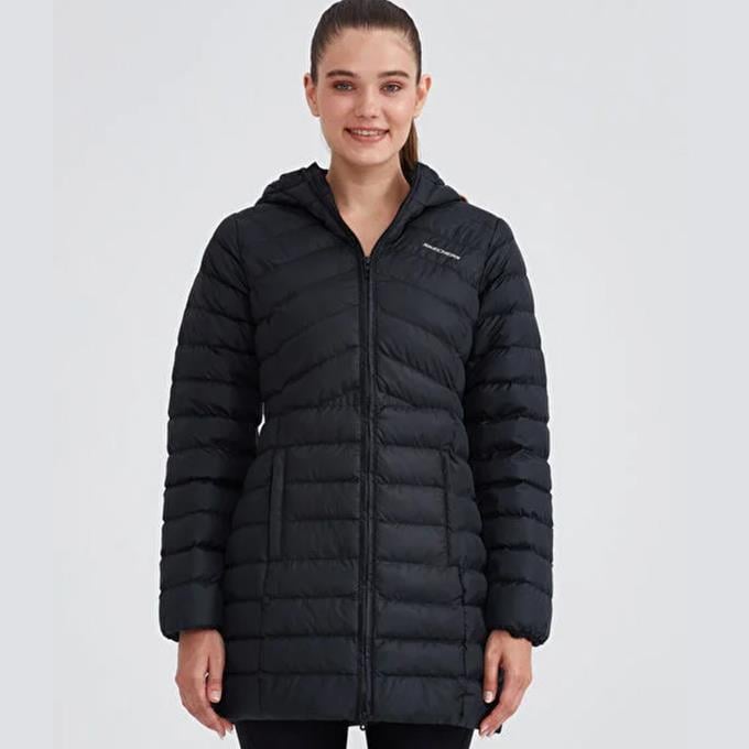 Skechers Essential Maxi Length Siyah Kadın Mont