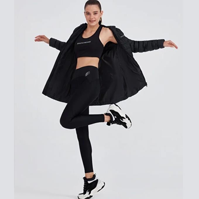 Skechers Essential Maxi Length Siyah Kadın Mont