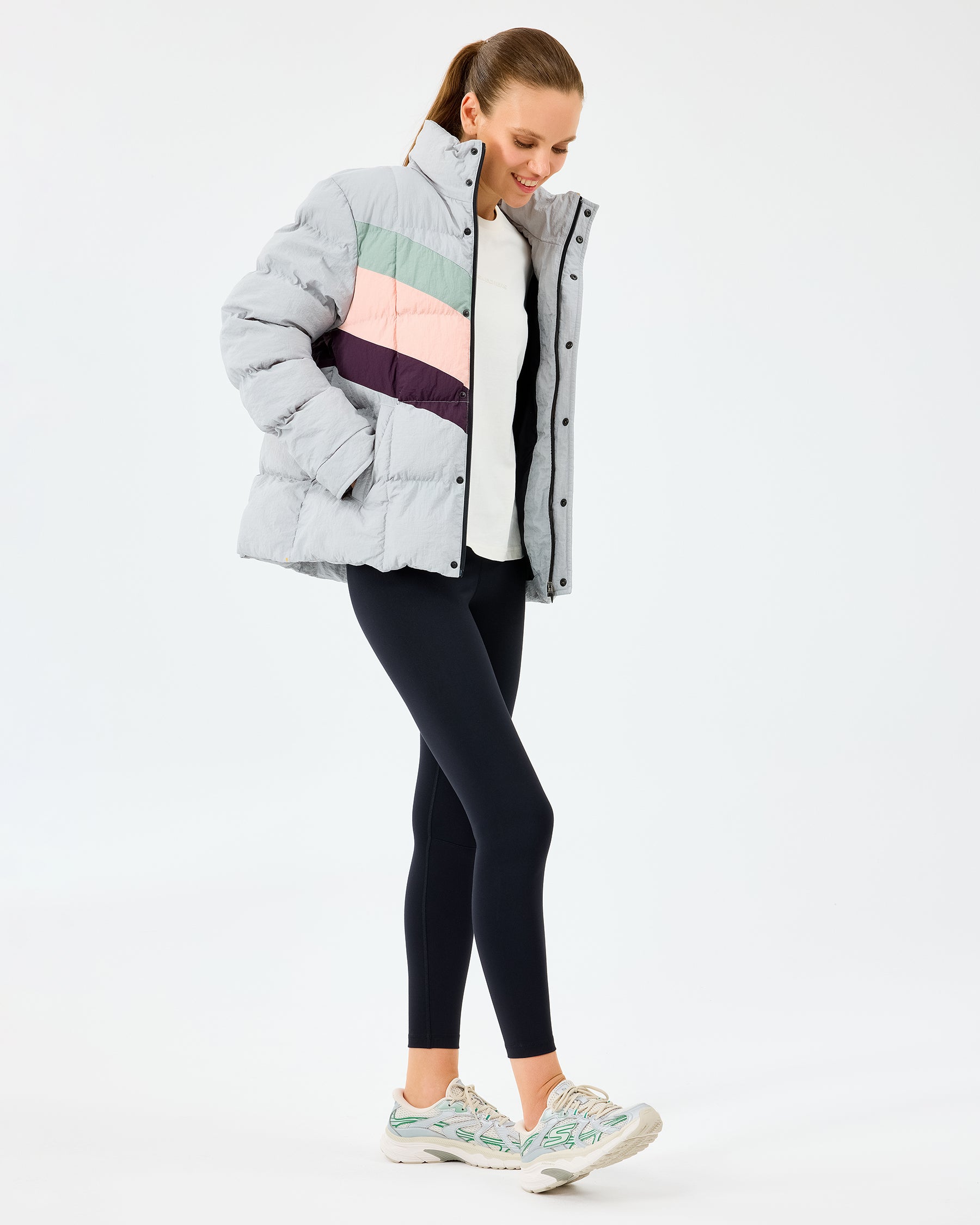 Skechers Puffer Jacket Gri Kadın Mont