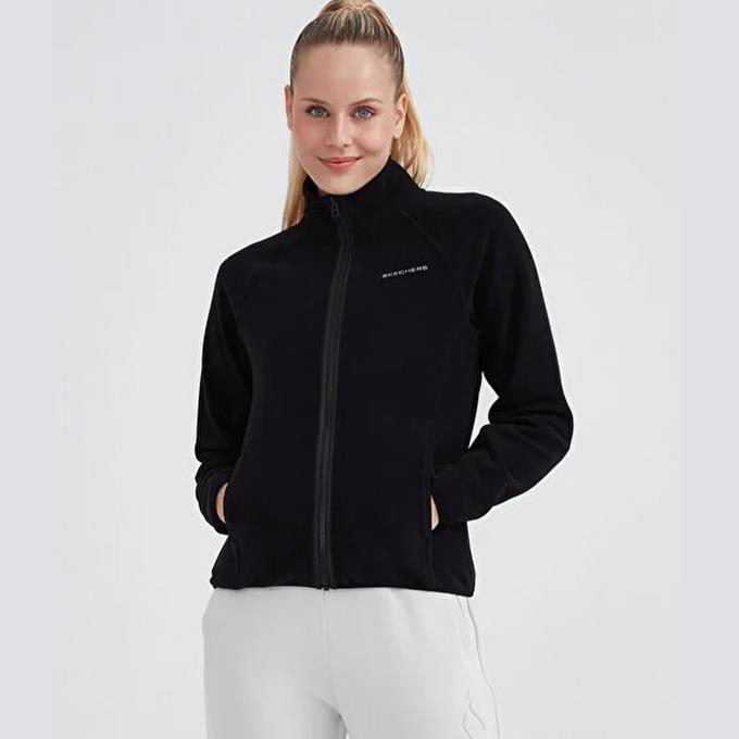 Skechers Turtle Neck Full Zip Siyah Kadın Polar