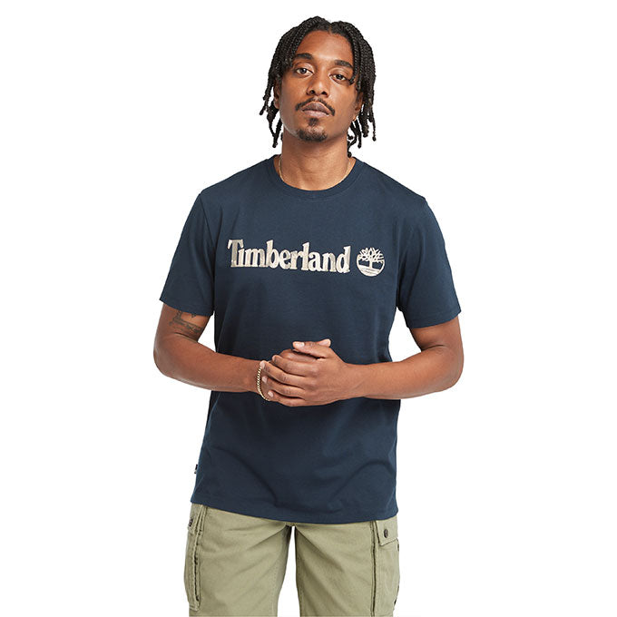 Timberland Camo Linear Logo Short Sleeve Safir Erkek T-Shirt
