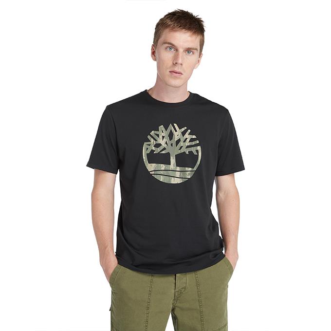 Timberland Camo Tree Logo Short Sleeve Siyah Erkek T-Shirt