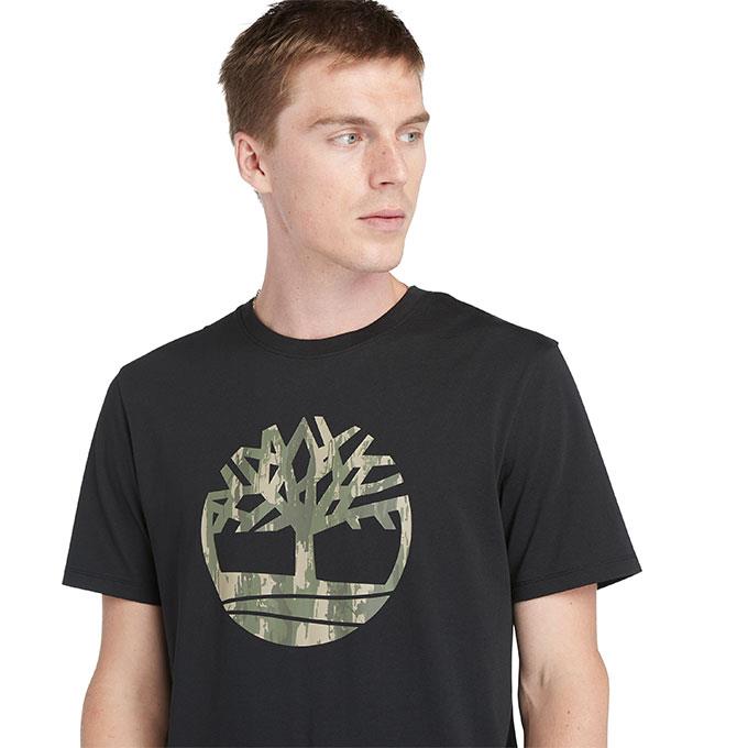 Timberland Camo Tree Logo Short Sleeve Siyah Erkek T-Shirt