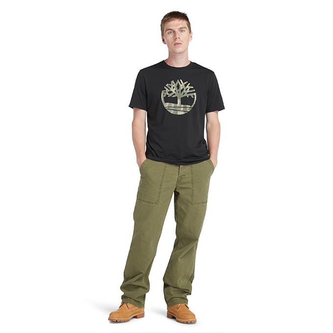 Timberland Camo Tree Logo Short Sleeve Siyah Erkek T-Shirt