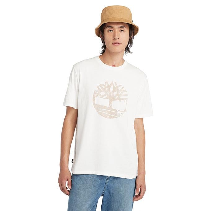 Timberland Garment Dye Logo Graphic Beyaz Erkek T-Shirt