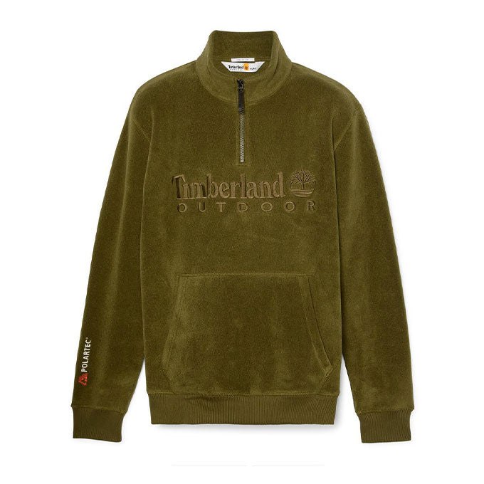 Timberland Polartec Linear Logo 1/4 Zıp Fleecez Yeşil Erkek Polar