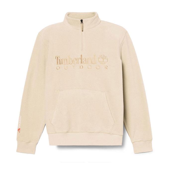 Timberland Polartec Linear Logo 1/4 Zıp Fleecez Bej Erkek Polar