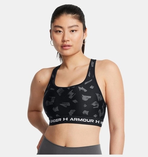 Under Armour Crossback Mid Print Kadın Bra - Siyah