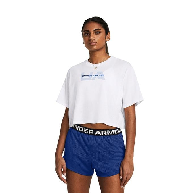 Under Armour Boxy Crop Branded Beyaz Kadın T-Shirt