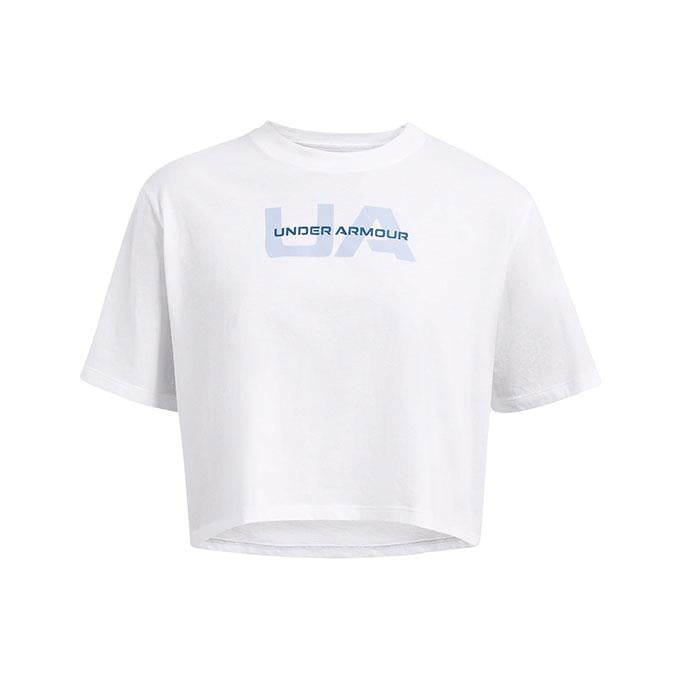 Under Armour Boxy Crop Branded Beyaz Kadın T-Shirt