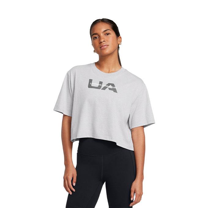 Under Armour Boxy Crop Branded Gri Kadın T-Shirt