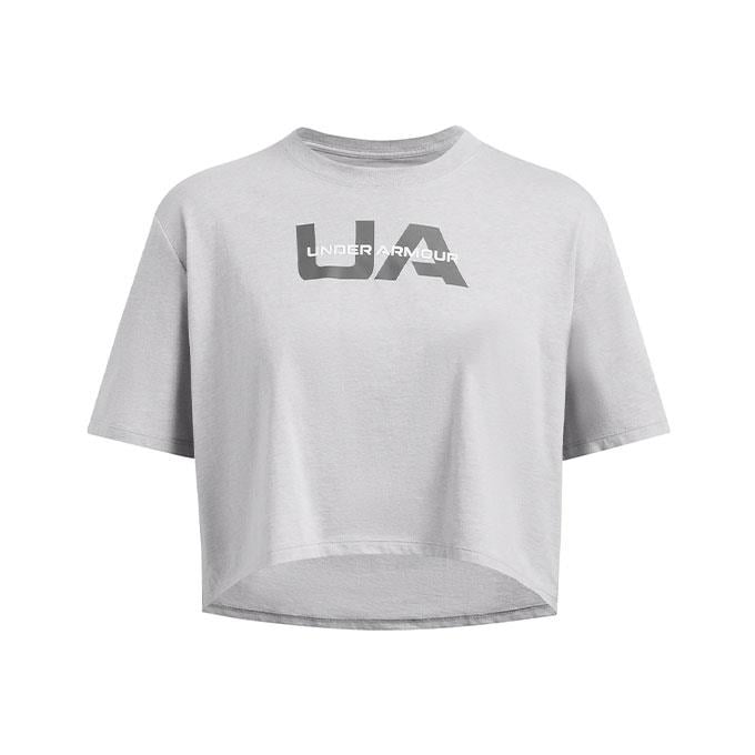 Under Armour Boxy Crop Branded Gri Kadın T-Shirt