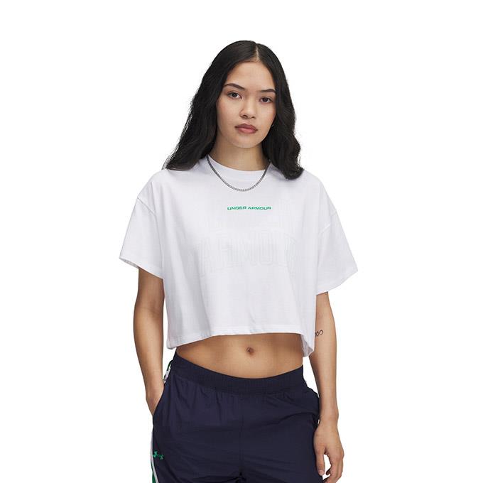 Under Armour Varsity Mix HW SS Crop Beyaz Kadın T-Shirt