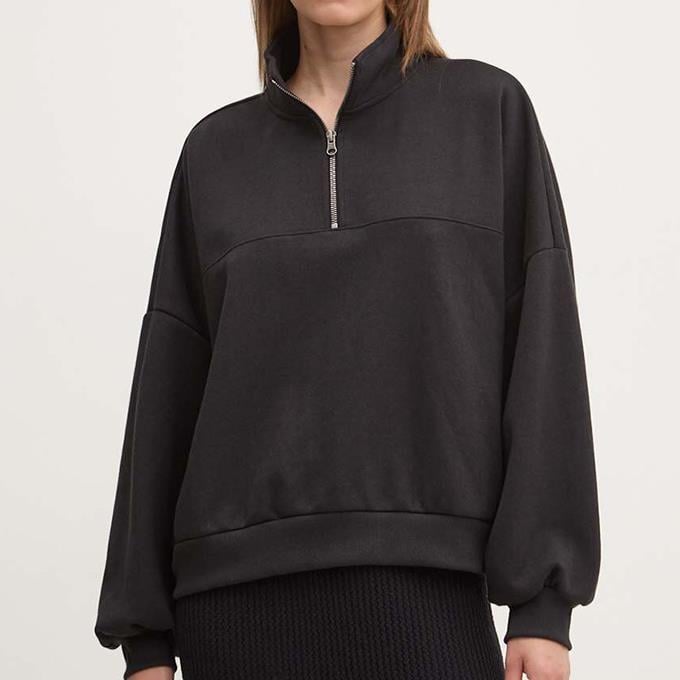 Vans Elevated Double Knıt Loose Mock Neck Kadın Black Sweatshirt