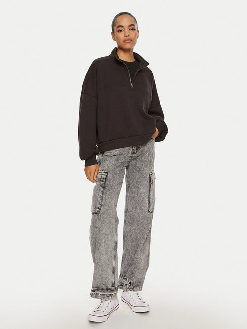 Vans Elevated Double Knit Loose Mock Neck Kadın Sweatshirt - Siyah