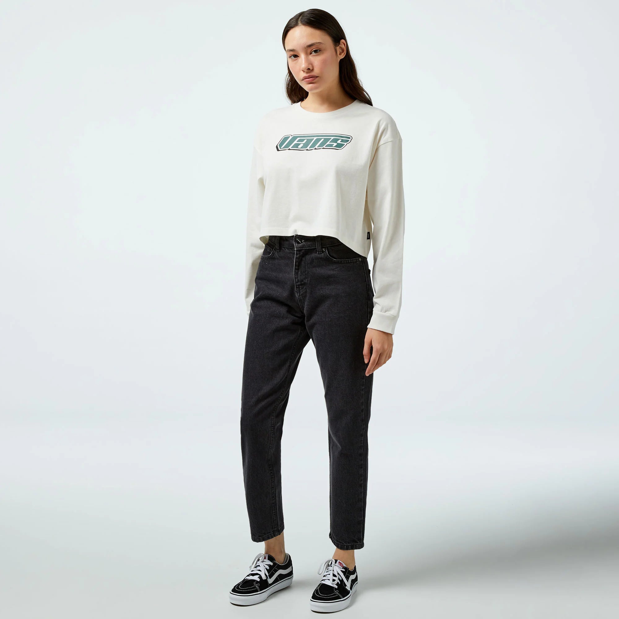 Vans Retro V Ls Relax Crop Kadın T-Shirt - Beyaz