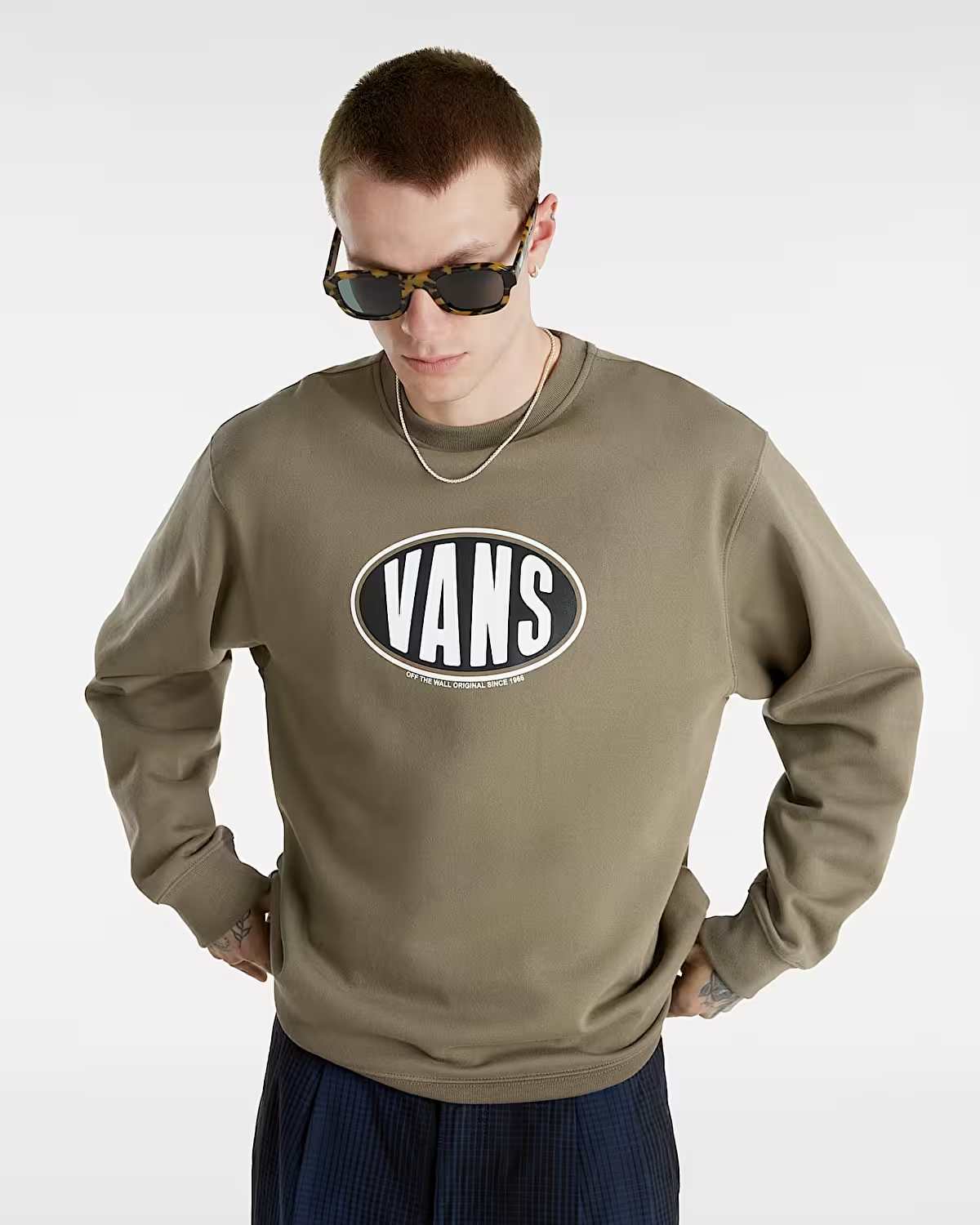 Vans Spray On Loose Crew Erkek Sweatshirt - Kahverengi